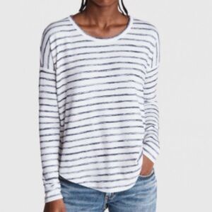 NWT Rag & Bone The Knit Striped Long Sleeve Top in White/Navy Size Medium